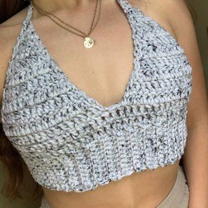 Chunky Grey Crochet Crop Top